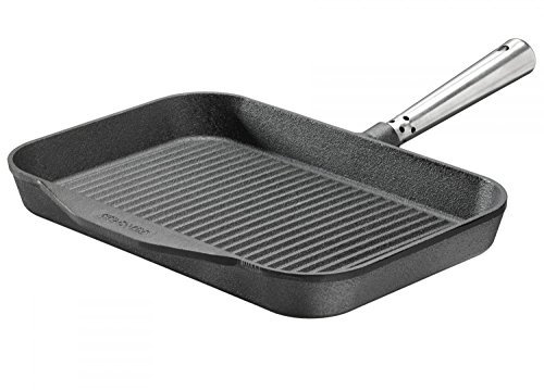 Skeppshult Poêle à frire Poignée en acier inoxydable/Poêle/Poêle grill en fonte + prymo Chiffon microfibre 32x22 cm Grillpfanne eckig