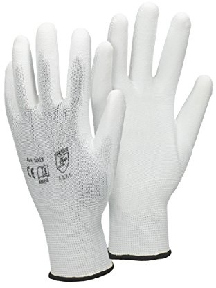 ECD Germany 1 Paar Arbeitshandschuhe mit PU-Beschichtung, Größe 10-XL, Weiß, atmungsaktiv, rutschfest, robust, Mechanikerhandschuhe Montagehandschuhe Schutzhandschuhe Gartenhandschuhe Handschuhe