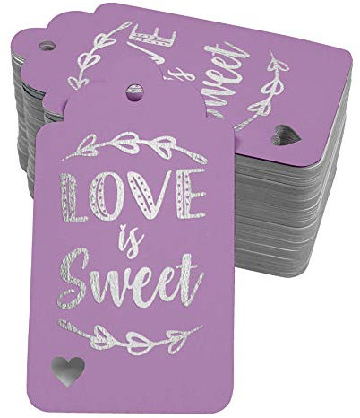 Inkdotpot Hängeetiketten Liebe Ist Süß Hochzeit Zugunsten Von Geschenketiketten Silber Folie Bonbonniere-Etikett Packung Mit 50