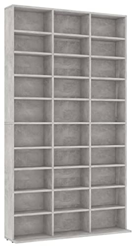 vidaXL CD-Regal Regalwand Bücherregal Regal Schrank CD DVD Aufbewahrung Medienregal Standregal Bücherschrank Betongrau 102x16x177,5cm Holzwerkstoff