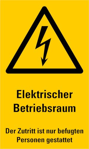 Aufkleber Warnung „Elektrischer Betriebsraum Der Zutritt ist nur befugten Personen gestattet“ Symbol ISO 7010 (W012) | 12 x 20 cm Made in Germany