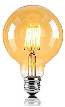 1 Stück Vintage LED Leuchtmittel E27 Globe Glühbirne G80 6 W Warmweiß 2800K entspricht 60 W Halogen Leuchtmittel Glühbirne Glas Bernstein Ideal für Nostalgie und Retro Beleuchtung