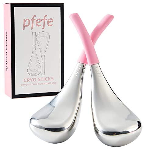 pfefe Cryo Sticks Facial Skin Care Ice Globes for Women Face Eyes, Stainless Steel Face Beauty Tools for Girls Ladies, Esthetician Supplies Cooling Spa Globes with Storage Case