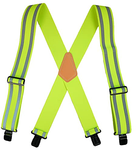 KUNN Sicherheits-Hosenträger für Herren, reflektierend, hohe Sichtbarkeit, Hi Viz Lime,