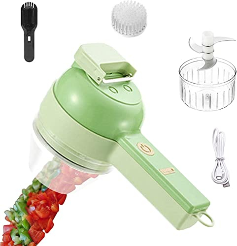 YLFC 4 in 1 Portable Electric Vegetable Cutter Set | Portable Cordless Electric Chopper Vegetable Cutter | Veggie Food Chopper Slicer for Garlic Pepper Chili Onion Celery Ginger Meat