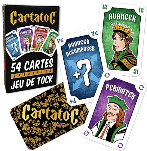 LEDELIRANT - CARTATOC - Jeu de Cartes Spéciales pour Le Jeu de Tock - 54 Cartes de Qualité Supérieure. A partir de 6 Ans. Inclus 2 Jokers pour Jouer jusqu'à 6 Joueurs.