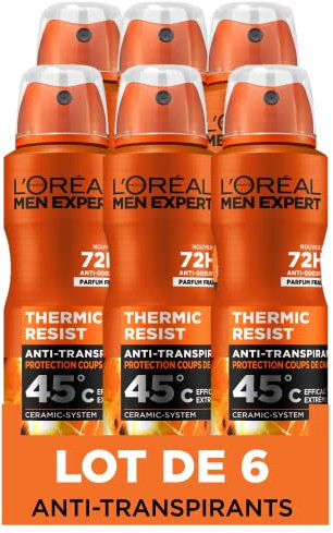 L’Oréal Paris Men Expert Thermic Resist Déodorant Spray - 150 ml - Lot de 6