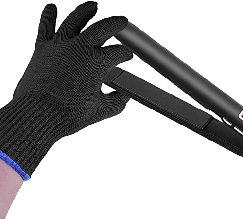 FOHOLA 1 Pcs Professional Heat Resistant Gloves for Hair Styling, Heat Protection Gloves for Curling Wand (1 Pcs, Black)