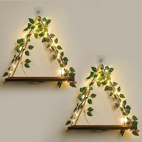 JOPSTDI Floating Shelves for Wall, Plant Wall Decor, Hanging Shelf, Cottage Core Decor, Room Decor Aesthetic, Trinket Shelf, Two-Piece Set, No Drilling
