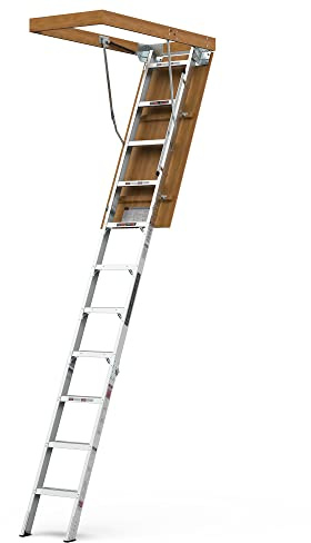 WIILAYOK Aluminum Attic Ladder - Lightweight and Portable, 375-pound Capacity Convenient Access to Your Attic, Fits 7'8-10'3 Ceiling Heights, 22 1/2 x 54
