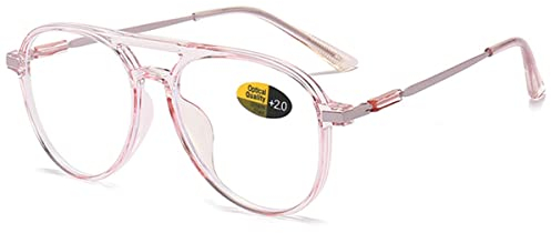 KOOSUFA Pilot-Rahmen Blaulichtfilter Brille Brillengestelle Mode Computerbrille Damen Herren Ultra Leicht PC-Metallbügel Brillenfassung Gaming Brille ohne Stärke Durchsichtig Rosa