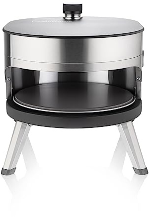 Fire Mountain Portable Gas Pizza Oven, Table Top Outdoor Pizza Oven with 12” Pizza Stone, Stainless Steel Body, Folding Legs & Temperature Gauge, Includes Cover