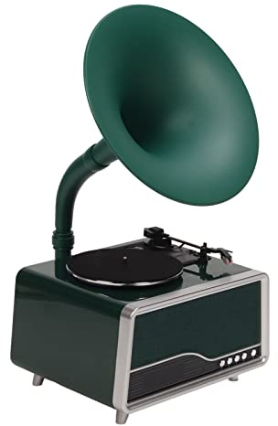 Gramophone Vintage, 100‑240V Radio FM Télécommande USB Tourne-Disque Phonographe Rétro pour Bureau pour Tablette (Prise UE)