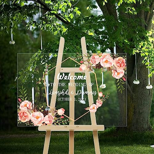 Cartel acrílico de bienvenida personalizado, placa de recepción de boda, entrada, jardín, salón de banquetes, porche (letrero acrílico de bienvenida de boda - 3)