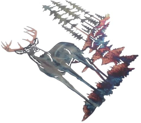 DECHOUS Eisen Wandbehang Hirschanhänger 19x21cm Wohnzimmer Garten Metall Wanddekoration Szene Anhänger Langlebig Vielseitig