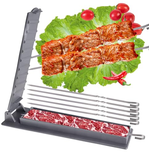 Lflwacy Kebab Maker Press con 5 pinchos de acero inoxidable, molde manual para kabob que forma tu kebab de Kofta como un chef tradicional, molde para brochetas de barbacoa
