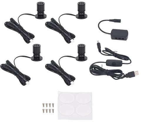 Fockety 4er-Pack Mini-Spotlicht, um 360° Drehbarer, Dimmbarer LED-Strahler mit Dimmer, USB-5-V-Akzentlichter, Bilderlicht für Pflanzen, Schmuckvitrine, Gemäldebild, Modellregale