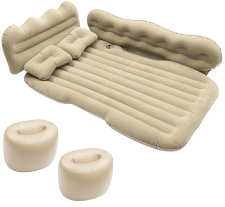 A ABSOPRO Car Air Mattress Sleeping Mat with Pillows 50.39x30.31x5.91 Beige