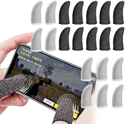 Visxcnu 20 pcs Gaming Finger Sleeves - pour Le Jeu Mobile - PUBG Mobile Gaming Finger Sleeve - Gants pour Les Doigt Portable Pouce Trigger Touchscreen Couteaux Out/PUBG pour Android et iOS