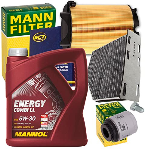 Inspektionspaket Satz+5W30 Öl | C14130+W712/93+SAK166+1113800100+Mannol Combi LL für 1.4 Tfsi Tsi Passat 3C Golf 5 6 A3 8P
