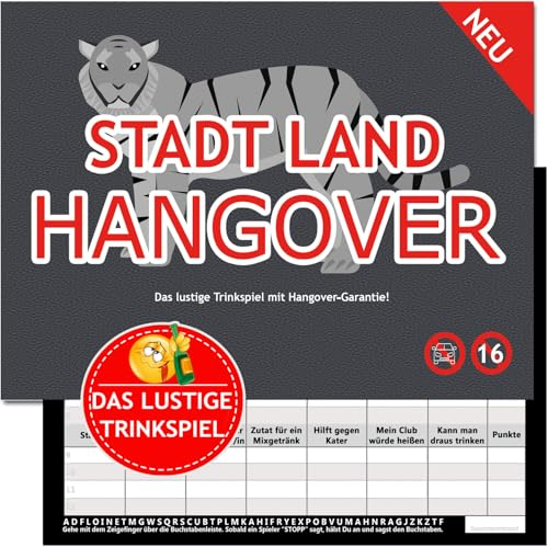 KARTENVERSAND24 Stadt Land Hangover Trinkspiel Fluss Geschenk Trinkspiele Partyspiel Block Party Edition Geschenkidee Trink Spiel Saufspiel-e Geburtstag (Klassische Ausgabe)