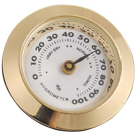 Igrometro per Humidor Sigari Piccolo Analogico Rotondo in Metallo | Misuratore Meccanico di Umidità, Compatto e Leggero, per Sigarette e Sigari