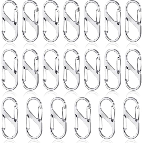 ZKGYUS Mosquetón en S,20 unidades, llavero de doble resorte, aleación de aluminio, hebilla en forma de S, para casa, senderismo, exterior, pesca, camping