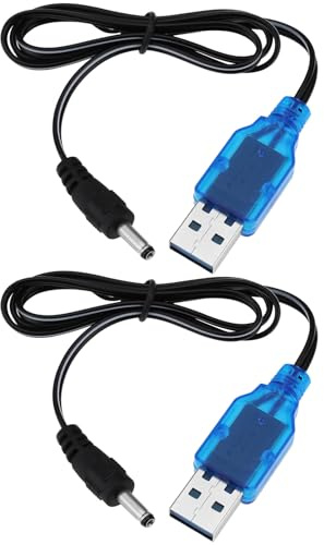 VGOL 2pcs 3.7V 3.5mm Tip to USB Powered Battery Charger Cable 60cm RC Car Lithium Battery Charging Cable for RC Drone Quadcopter WiFi FPV Drone Airplane