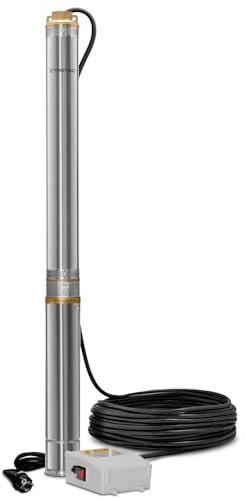 TROTEC Pompa per fontana profonda TDP 7501 E - Pompa acqua con portata 6000 l/h, 1100 W - Altezza di mandata 90 m, ø 8,6 cm, IP68 per pompa, pompa in acciaio inox