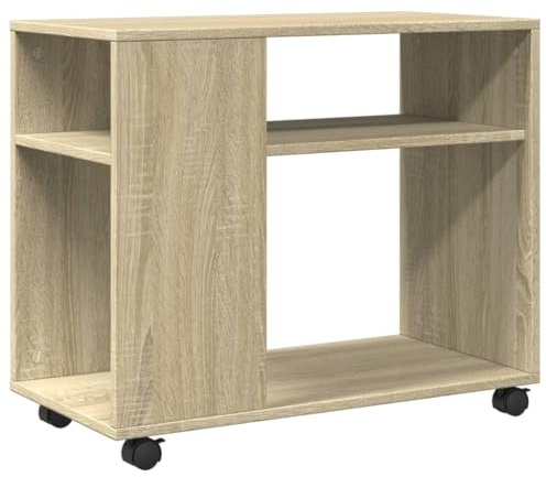 vidaXL Beistelltisch mit Rollen Sonoma Eiche 70x35x60 cm Holzwerkstoff