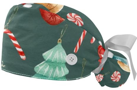 2 Stücke，OP-Hauben für Frauen，Zahnärztliche OP-Hauben,OP-Haarnetz für Frauen,Für die Küche,Weihnachtsmütze Handschuh