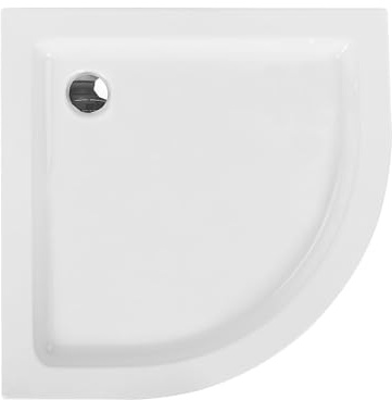 ABS Duschwanne weiß halbrund 90x90 cm mit Schürze Abfluss Rand 7 cm hoch Aliso