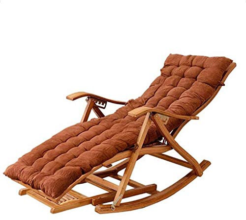 Silla de camping al aire libre con diseño de balancín de bambú ajustable y reposapiés extendido para descansar en el jardín (D)