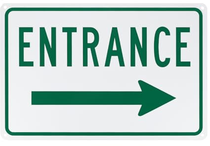M METERXITY Right Arrow Entrance Sign 12x8 Aluminum Green Text On White