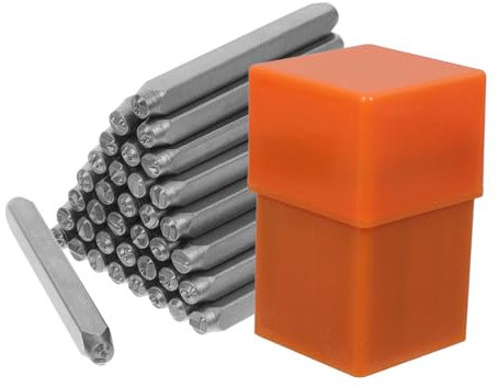 BUGUUYO Ensemble De 37 Poinçons En Métal De 3 Mm Lettres De Lalphabet Chiffres Formes De Cœur Facile À Utiliser Pour Vos Projets