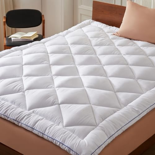 CASABEL Topper Microfibra Suave y Transpirable 1000g/m², Doble, 140x190cm | Relleno extra grueso y homogéneo, acolchado rombo, confort y sujeción óptimos, hipoalergénico, lavable a máquina, Doble