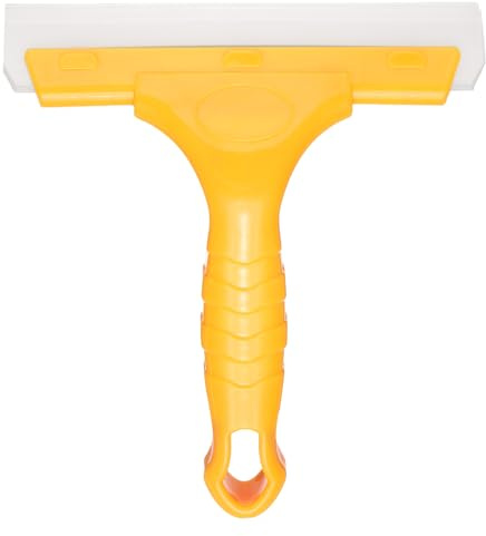 sourcing map Escobilla de goma de ducha de 6 pulgadas de longitud con mango antideslizante para limpiar ventanas y puertas de vidrio, color amarillo
