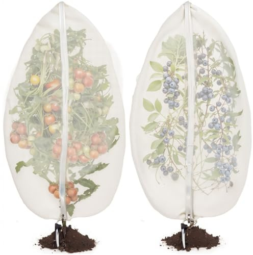 KYRGEU Obstbaumabdeckungen mit Reißverschluss und Kordelzug, Netze zum Schutz von Heidelbeersträuchern vor Vögeln und Insekten, Obstbaumnetz für Gemüse, 2 Stück, 1,8 x 1,8 m