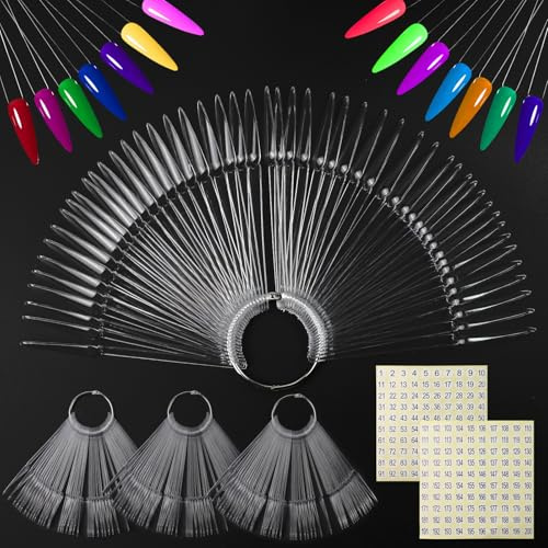 Lot de 200 Nuancier Ongles HXC Nuancier Ongle Acrylique Presentoir Ongles Nuancier avec Autocollants de Numéro 1-200 Accessoire Ongle pour Presentoir Vernis