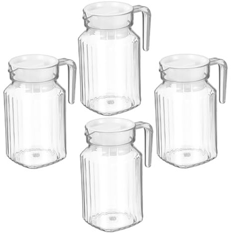 Mobestech 4 Pezzi bottiglia d'acqua fredda brocca d'acqua in plastica caraffa di plastica con coperchio bottiglia d' di raffreddamento Jug di brocche d' PC Transparent