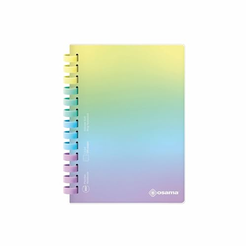OSAMA - Carnet de Notes 17,5x25 en Silicone, Cahier Spirale B5 avec Reliure Dossier, Couverture Flexible Anti Rayures et 80 Feuilles à Rayures pour Papeterie, Fourniture Scolare et Bureau Eco Friendly