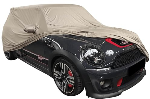Outdoor car cover compatible with Mini John Cooper Works GP2 with mirrorpockets Beige Bespoke tailor made waterproof