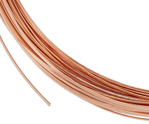 BENECREAT 12M/39FT 32 Gauge Flat Copper Wire, 0.6mm Wide Flat Craft Wire Tarnish Resistant Jewelry Wire for DIY Jewelry Craft Making