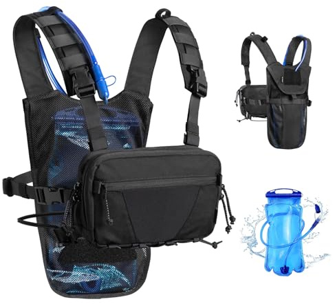 VOTAGOO Leichter Trinkwesten Rucksack Laufweste zum Laufen mit 2L Wasserblasentasche, Tagesrucksack zum Wandern, Radfahren, Jagen, Klettern für Damen Herren