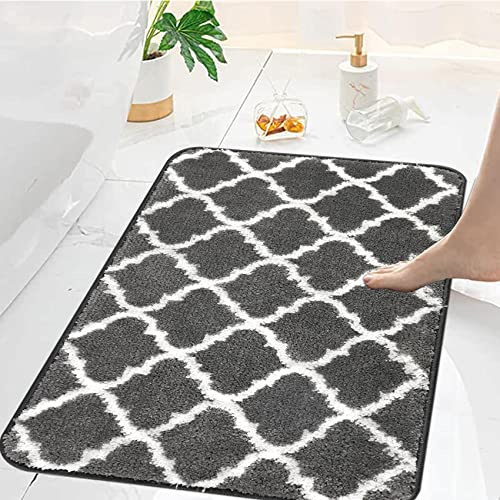 Famibay Tapis De Bain Antiderapant Tapis Salle De Bain Lavable en Machine Absorbant 50x80cm Moelleux Gris Foncé pour De Salle Toilette