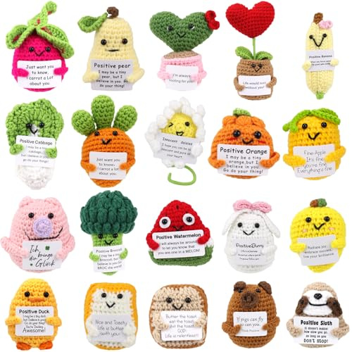 YFNVH 20er Set Positive Kartoffel Pocket Hug Anti Stress Häkelgarn und Karten, Perfektes Schulabschluss Geschenk, Kreatives DIY Handarbeitsset