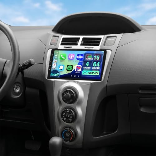 4+64G Android Autoradio med skärm för Toyota Yaris/Vizi 2005-2011 Trådlös Carplay, Autoradio med Navi 9 Tum Incell skärm Android Auto/FM/RDS/Backkamera
