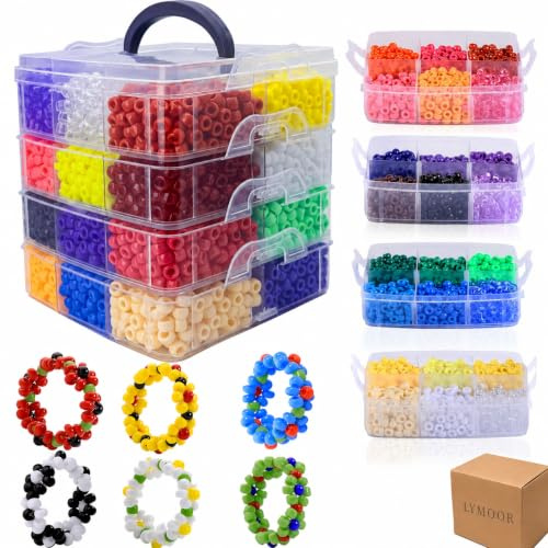 5500 Pony Beads, 24 Farben 1,65 kg, Perlen zum Auffädeln von Armbändern, Mehrfarbige große Freundschaftsarmbänder Selber machen, Wird zum Basteln von Kunsthandwerk und Perlengirlanden verwendet