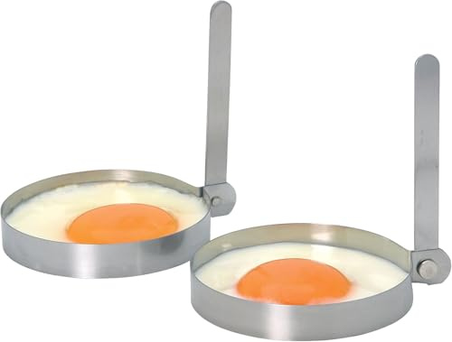 Egg Rings for Frying – Set of 2 Stainless Steel Non-Stick Egg Molds, 8.5cm (3.5'') Round Cooking Rings for Perfect Eggs, Pancakes & More