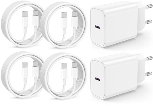 2Pack Chargeur Rapide USB C pour iPhone 17 16 15, 2M Long Cable de Type C vers C et 20W USBC Fast Bloc Adapta Prise Murale pour Apple iPhone 17 Pro Max/17 Air/16 Pro Max/16 Plus/15 Pro Max/iPad